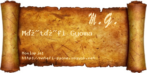 Mátéfi Gyoma névjegykártya